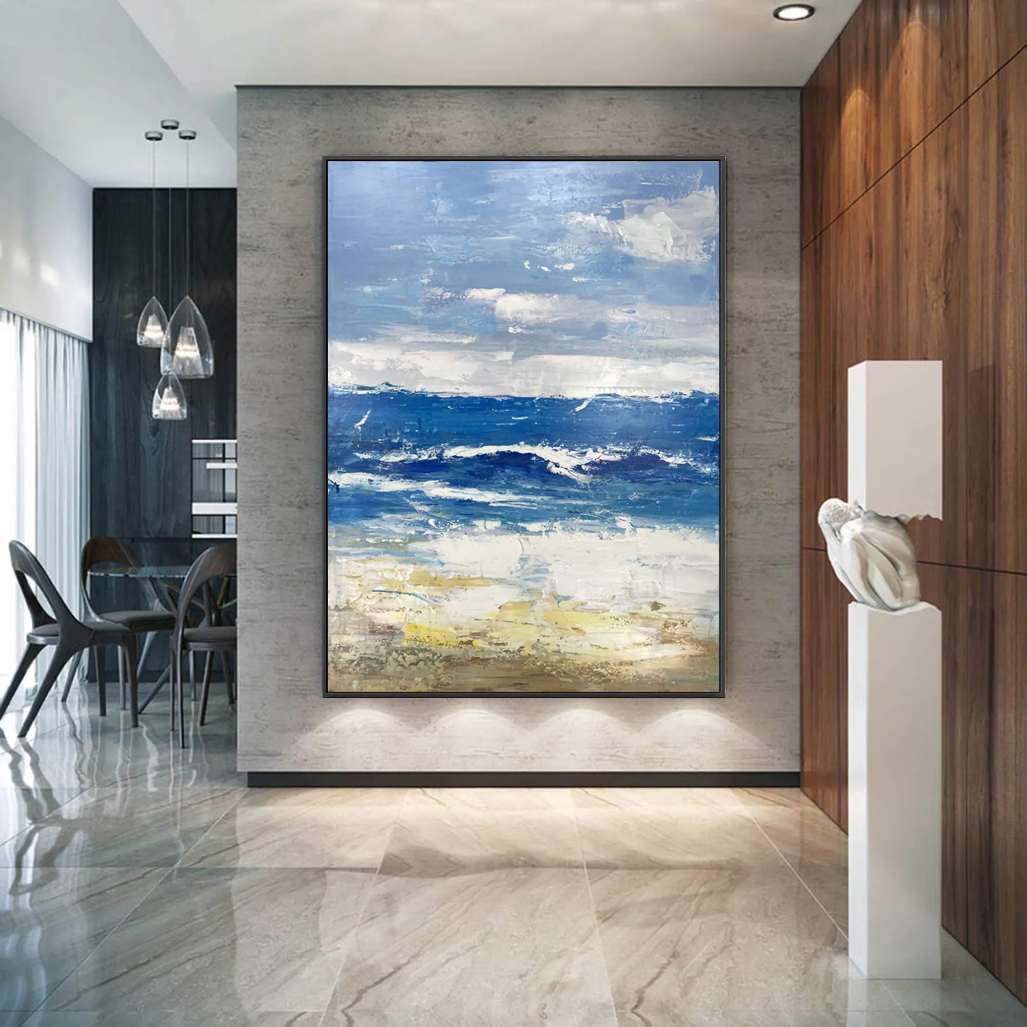 Extra Large Abstract Paintings Seascape Painting Blue Painting Np066