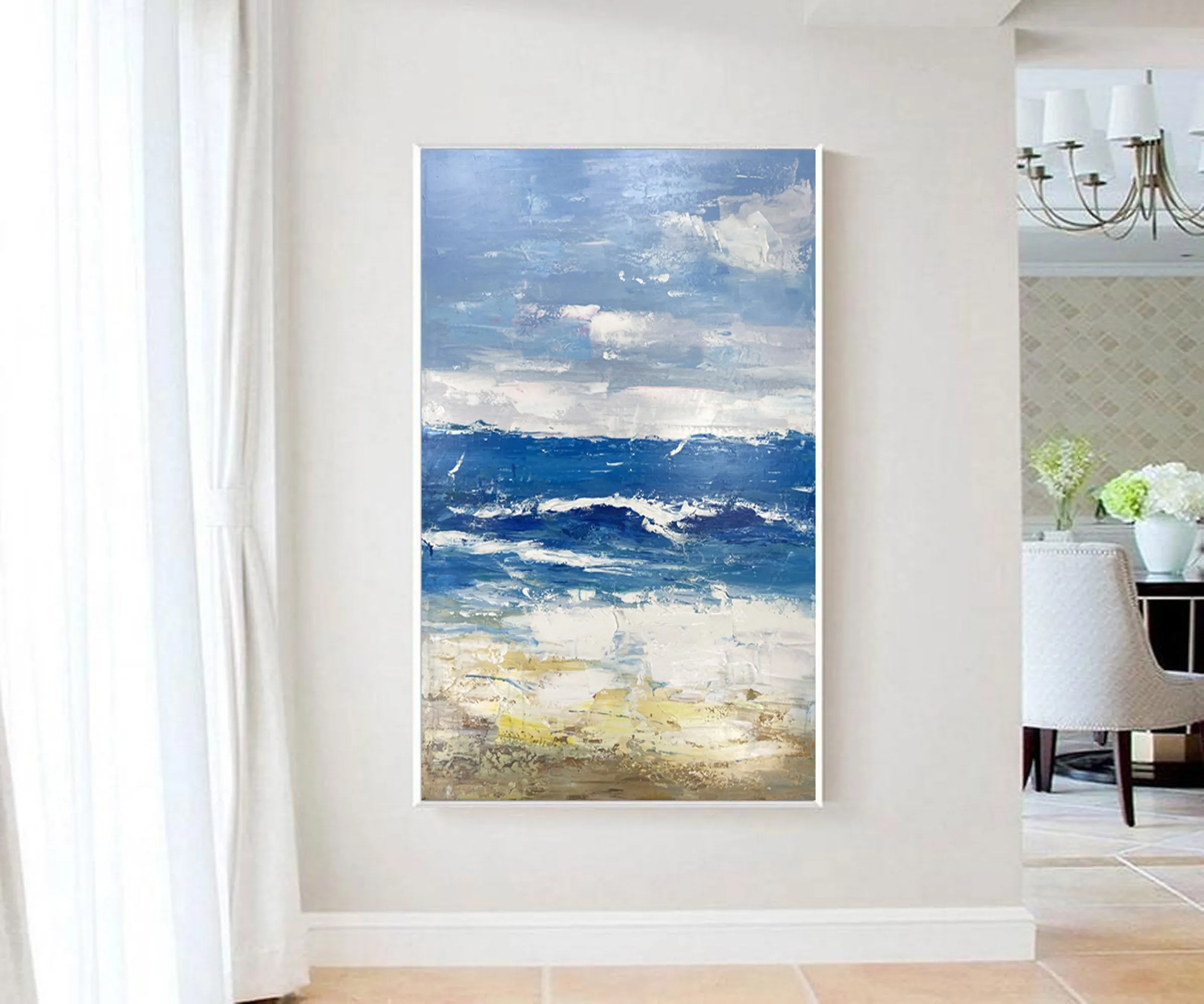 Extra Large Abstract Paintings Seascape Painting Blue Painting Np066