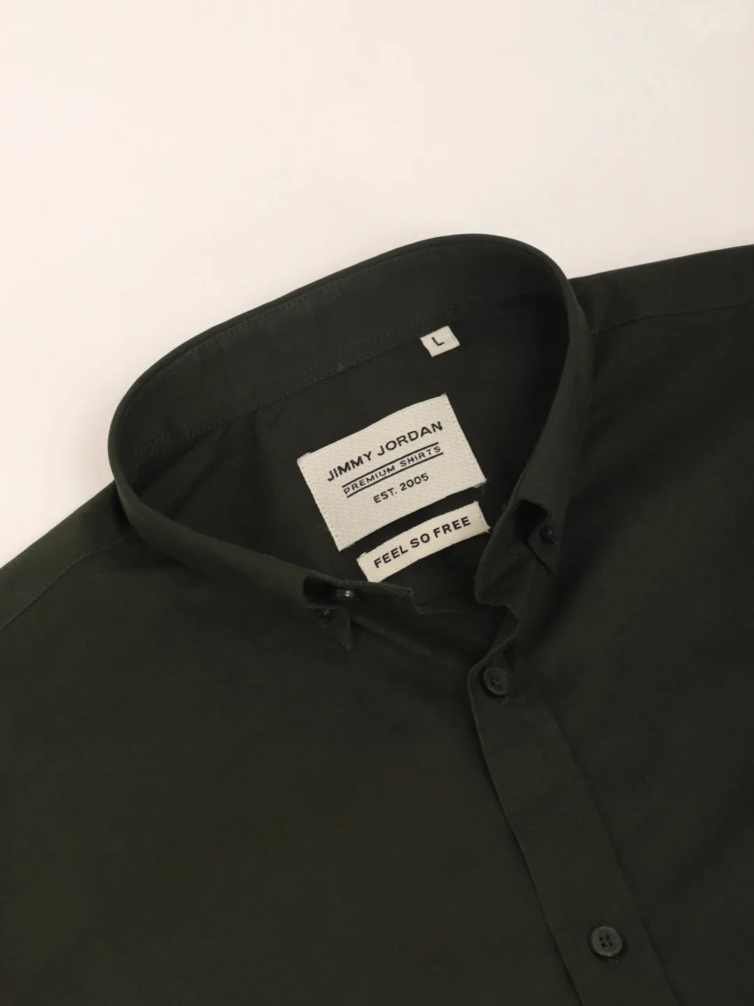 Fabric Pepar Cotton Classic Dark Green Full Sleeve Shirt