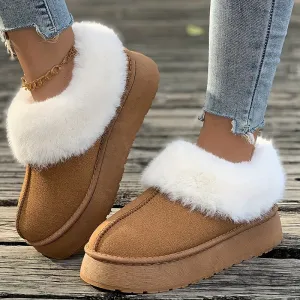 Fall Aesthetic Thermal Plush Lined Furry Snow Boots RG6710