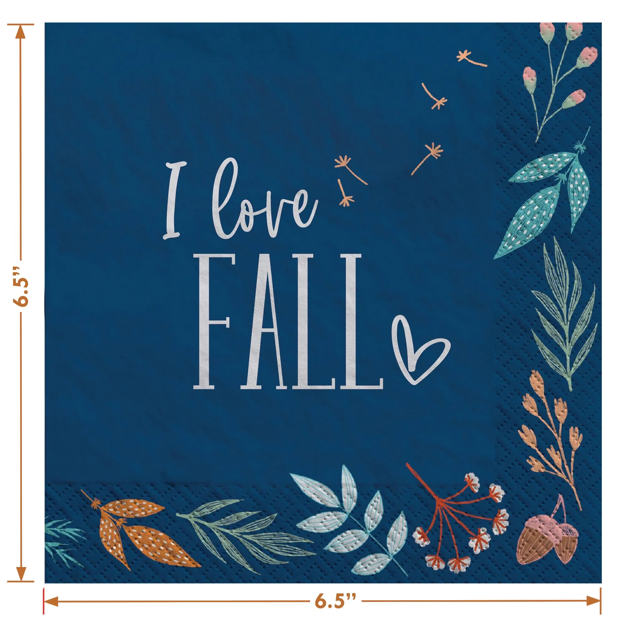 Fall Party Supplies Navy Blue & Autumn Leaves Gather Paper Dinner Plates and Luncheon Napkins (Serves 20)