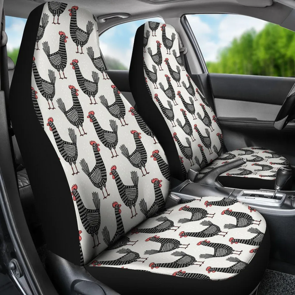 Farm Chicken Pattern Print Seat Cover Car Seat Covers Set 2 Pc, Car Accessories Car Mats