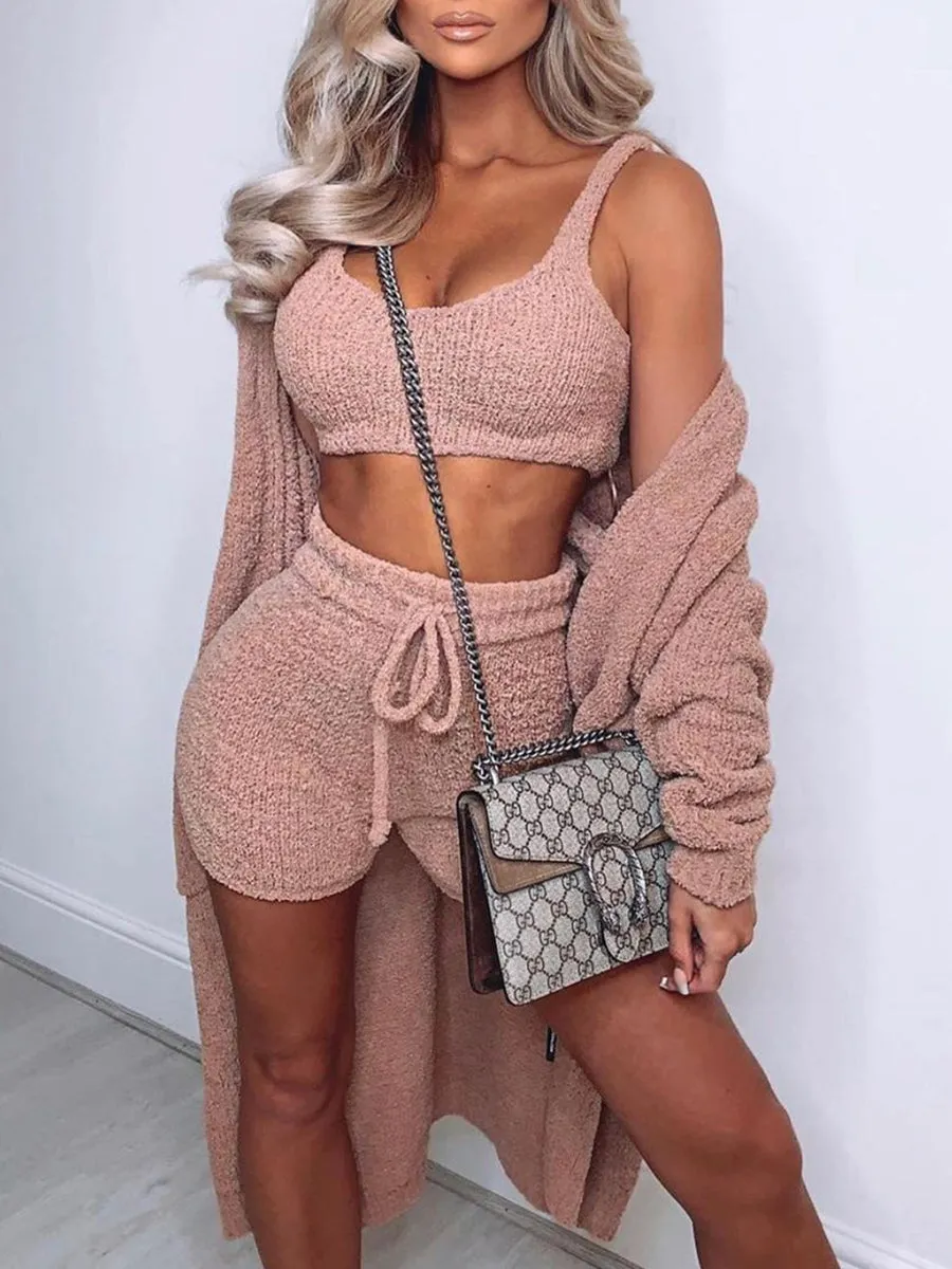 Fashion Casual Plush Three-piece Suit