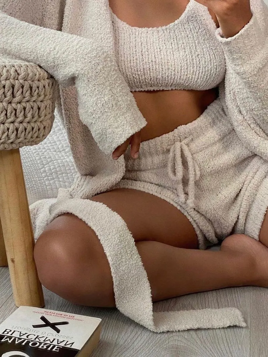 Fashion Casual Plush Three-piece Suit