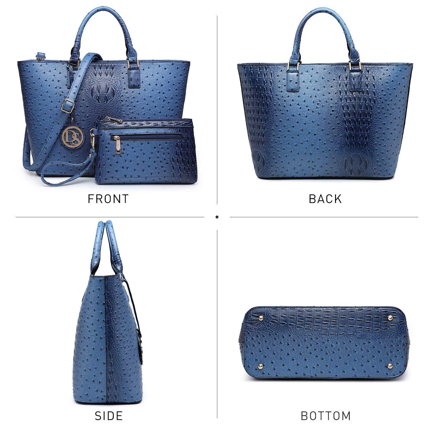 Fashion Embossed Pattern Tote with Matching Wallet