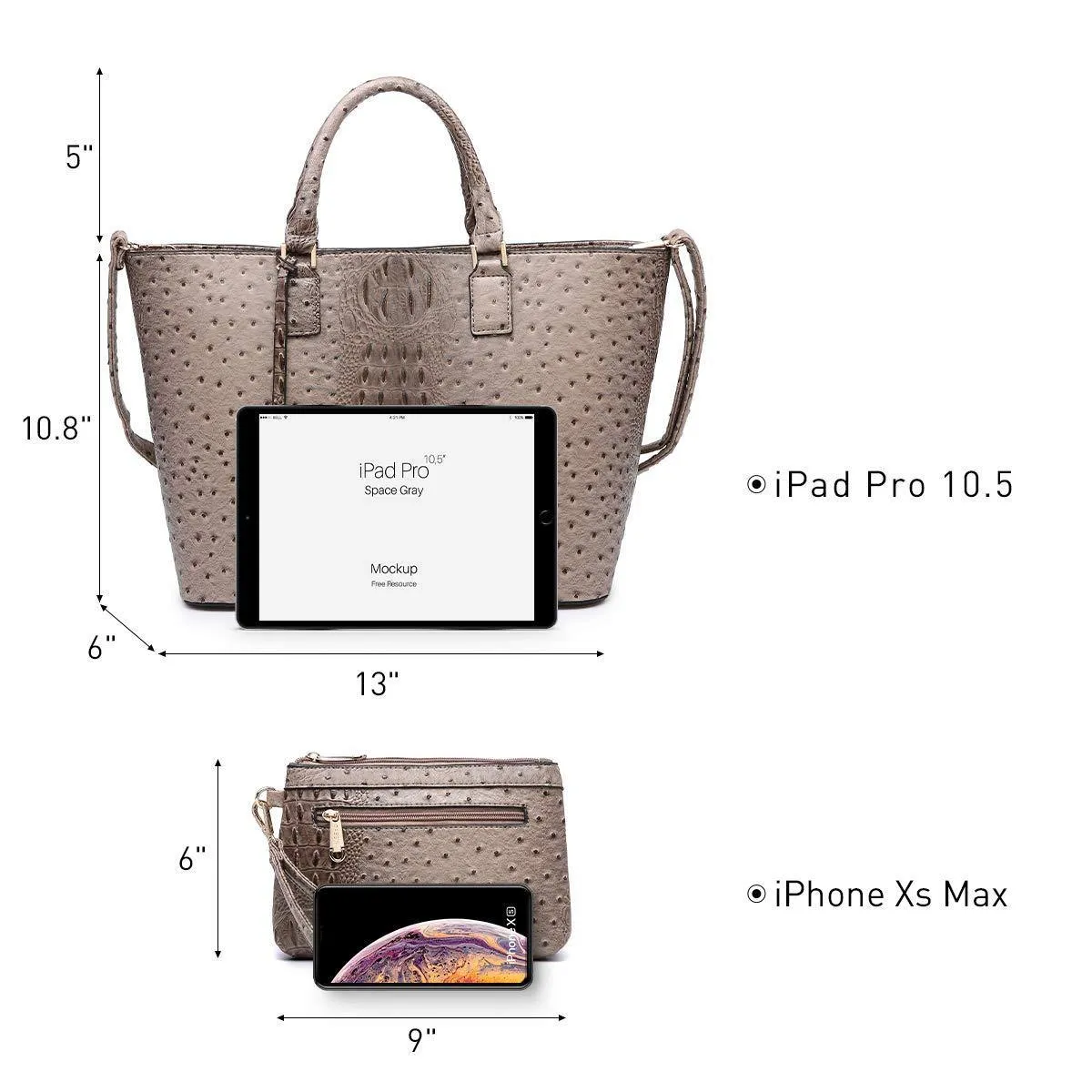 Fashion Embossed Pattern Tote with Matching Wallet