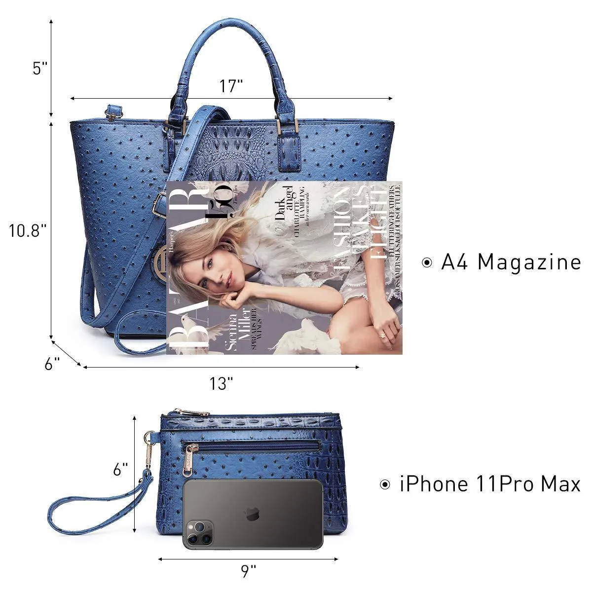Fashion Embossed Pattern Tote with Matching Wallet