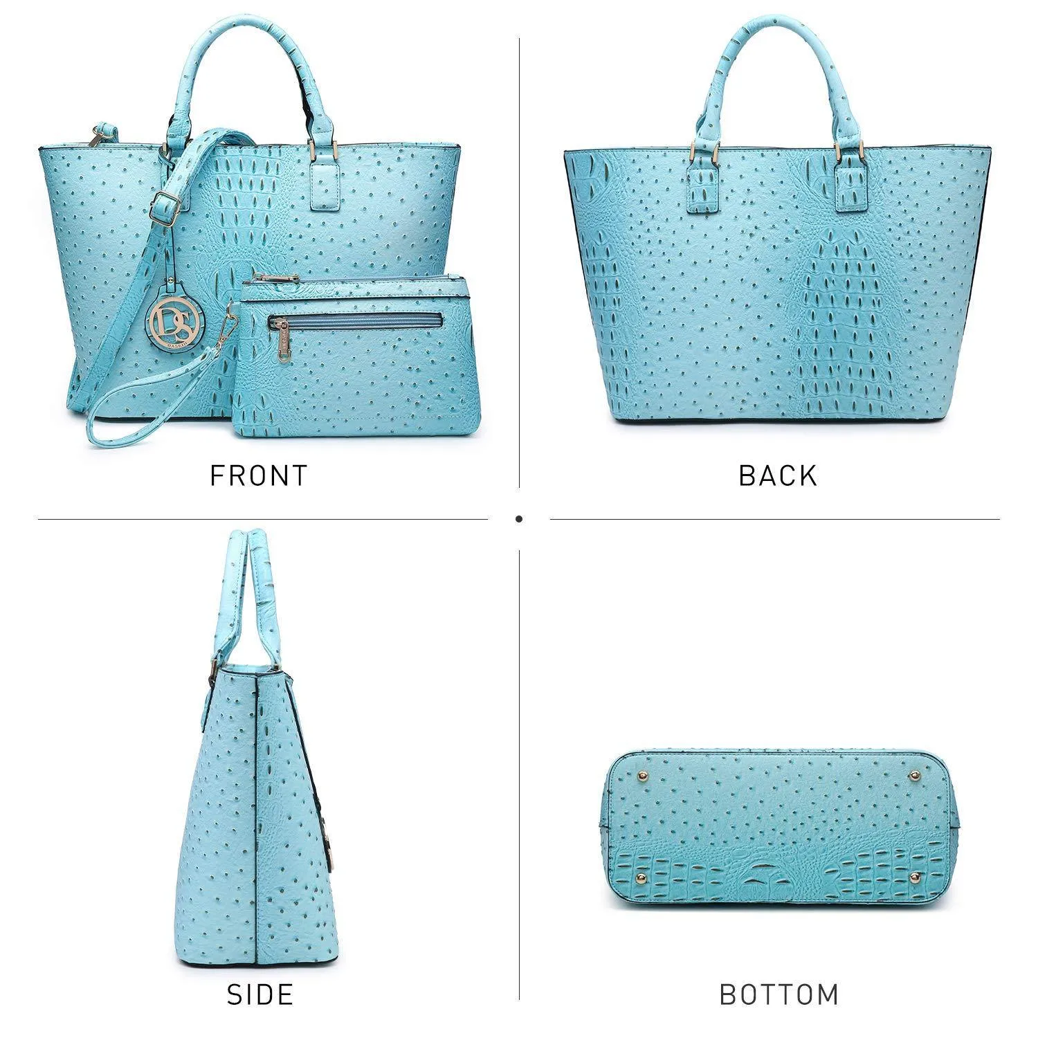 Fashion Embossed Pattern Tote with Matching Wallet