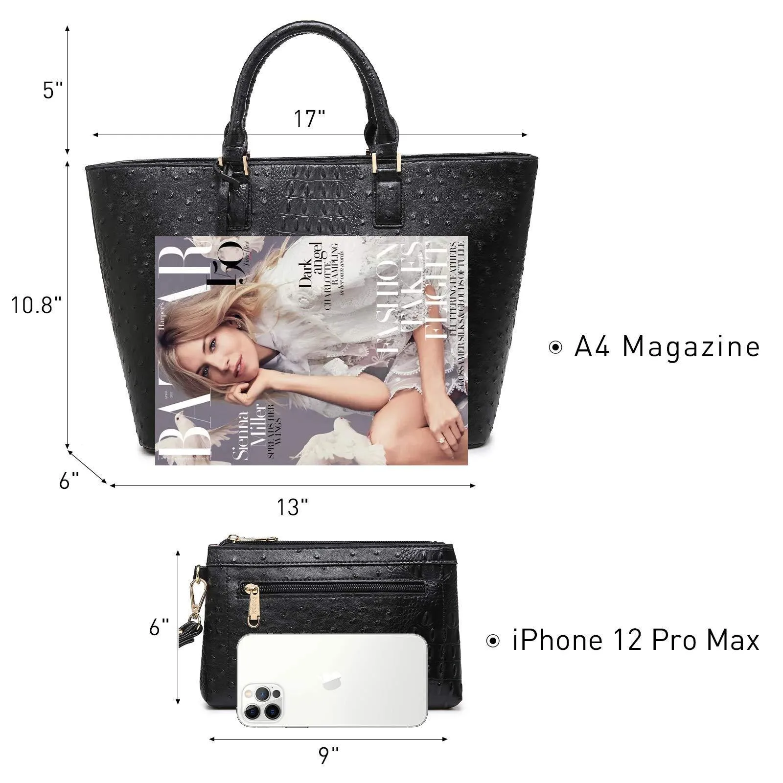 Fashion Embossed Pattern Tote with Matching Wallet