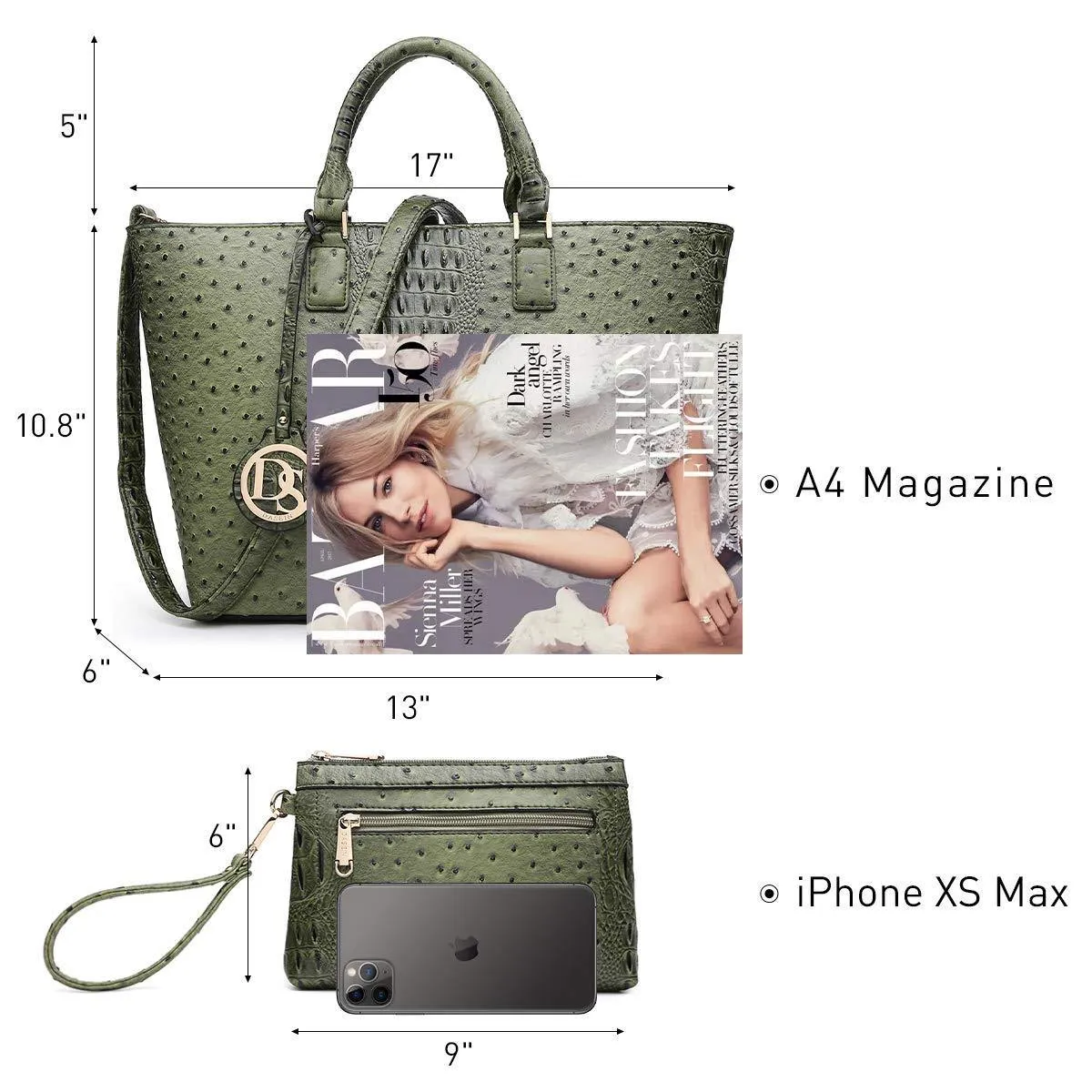 Fashion Embossed Pattern Tote with Matching Wallet