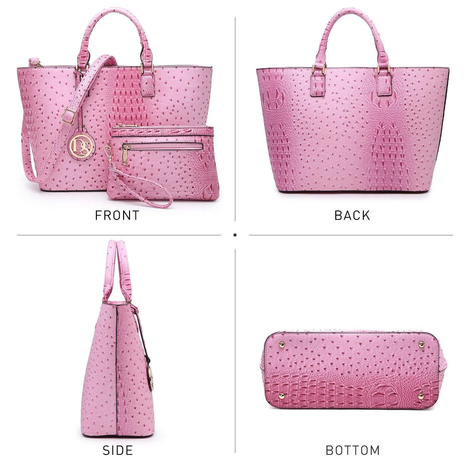 Fashion Embossed Pattern Tote with Matching Wallet