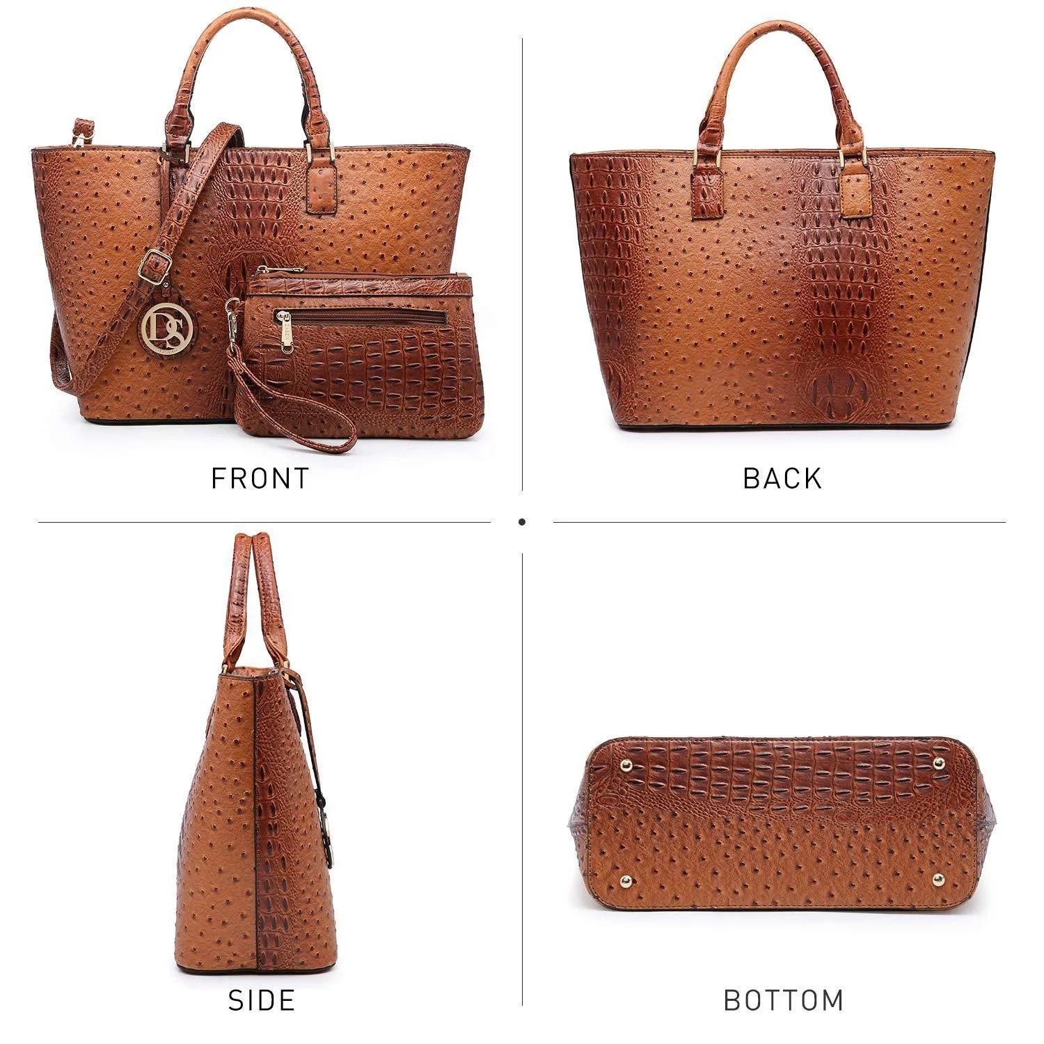 Fashion Embossed Pattern Tote with Matching Wallet