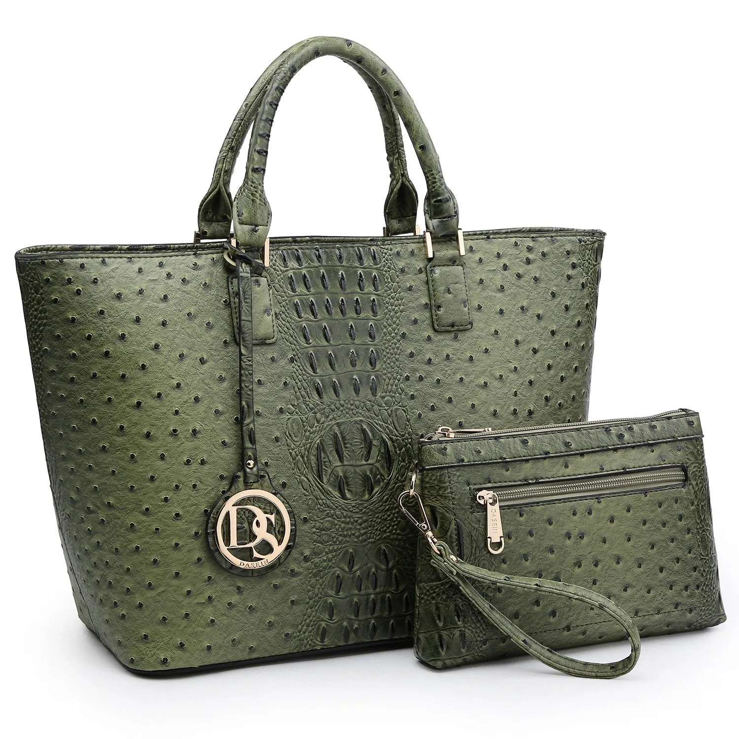 Fashion Embossed Pattern Tote with Matching Wallet