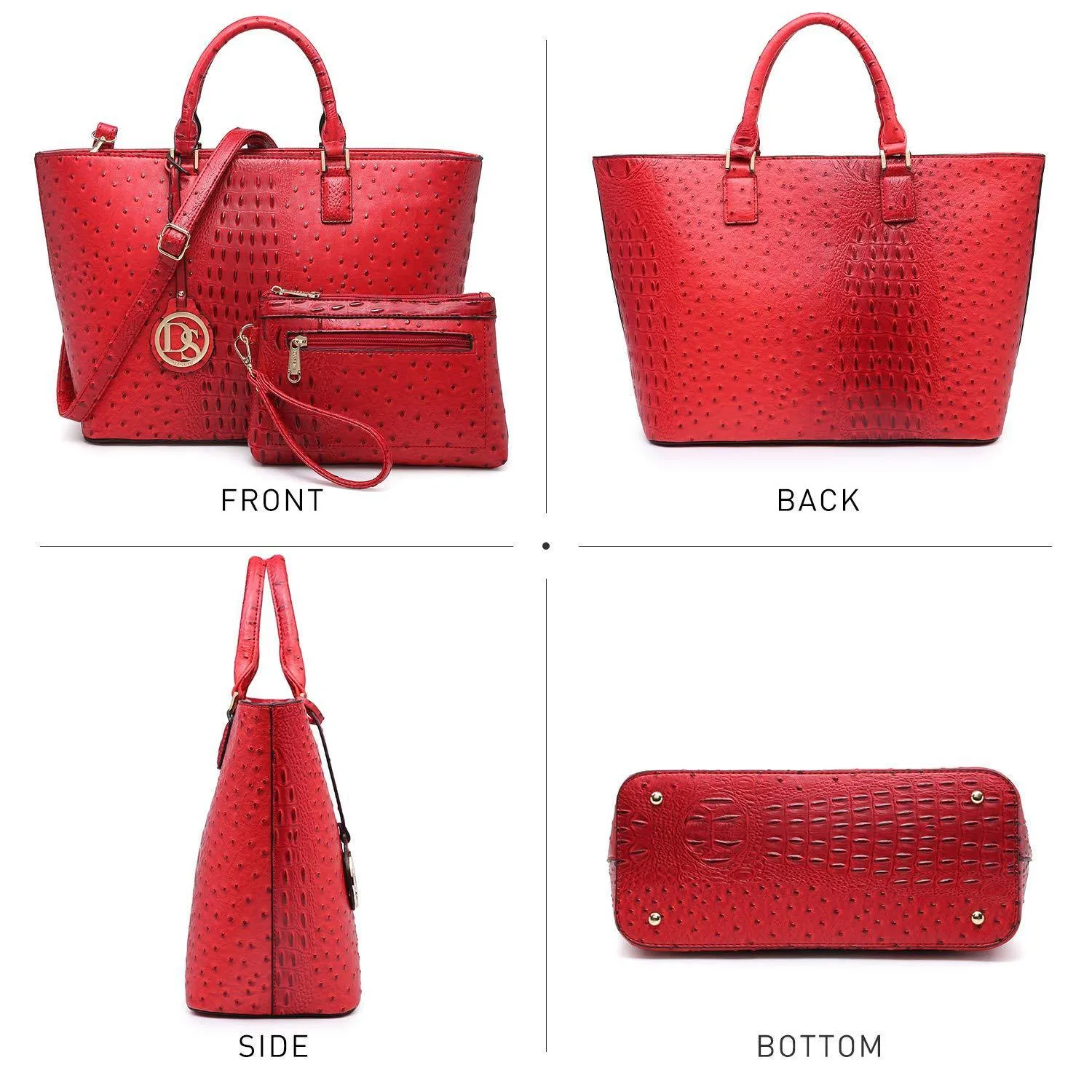 Fashion Embossed Pattern Tote with Matching Wallet
