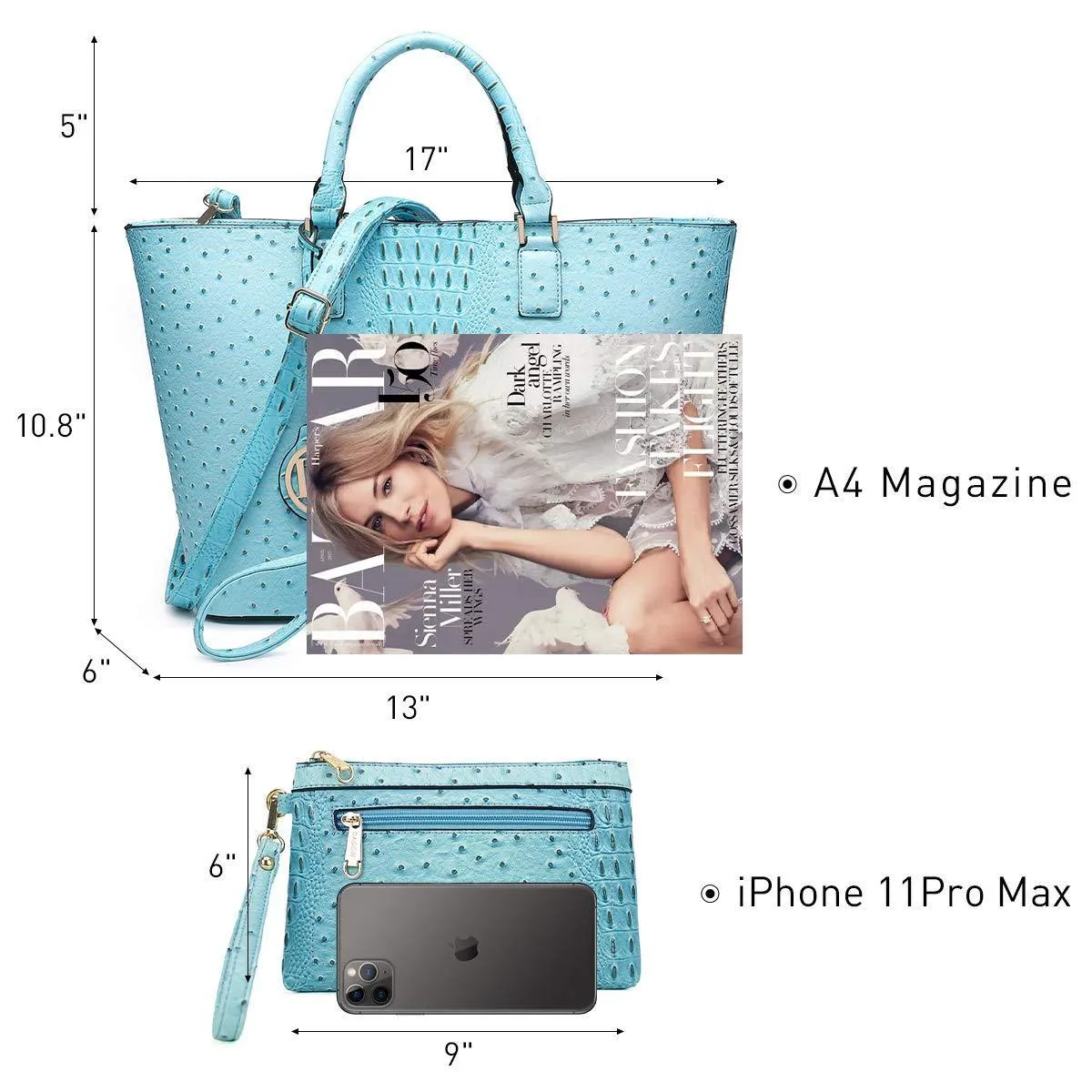 Fashion Embossed Pattern Tote with Matching Wallet