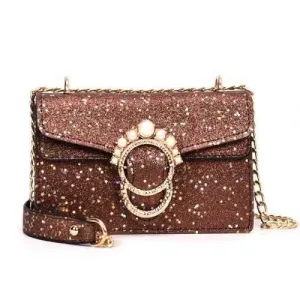 Fashion Sequined Shoulder Messenger Bag - Mocha