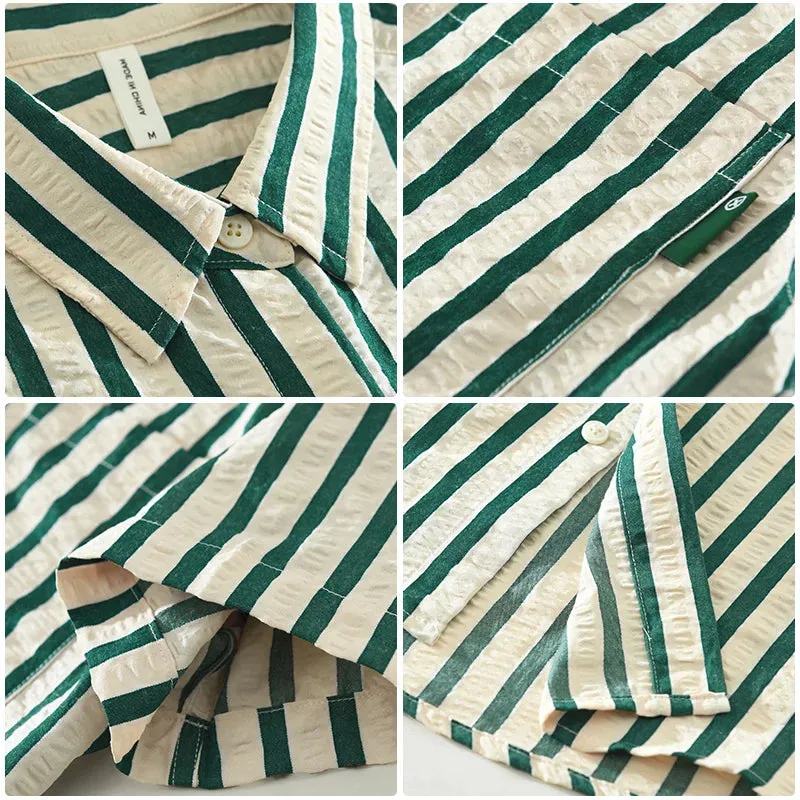 Fashion Striped Loose Short Sleeve Shirt