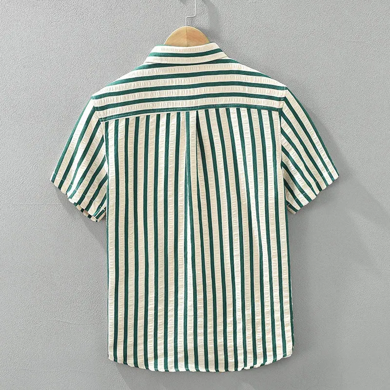 Fashion Striped Loose Short Sleeve Shirt