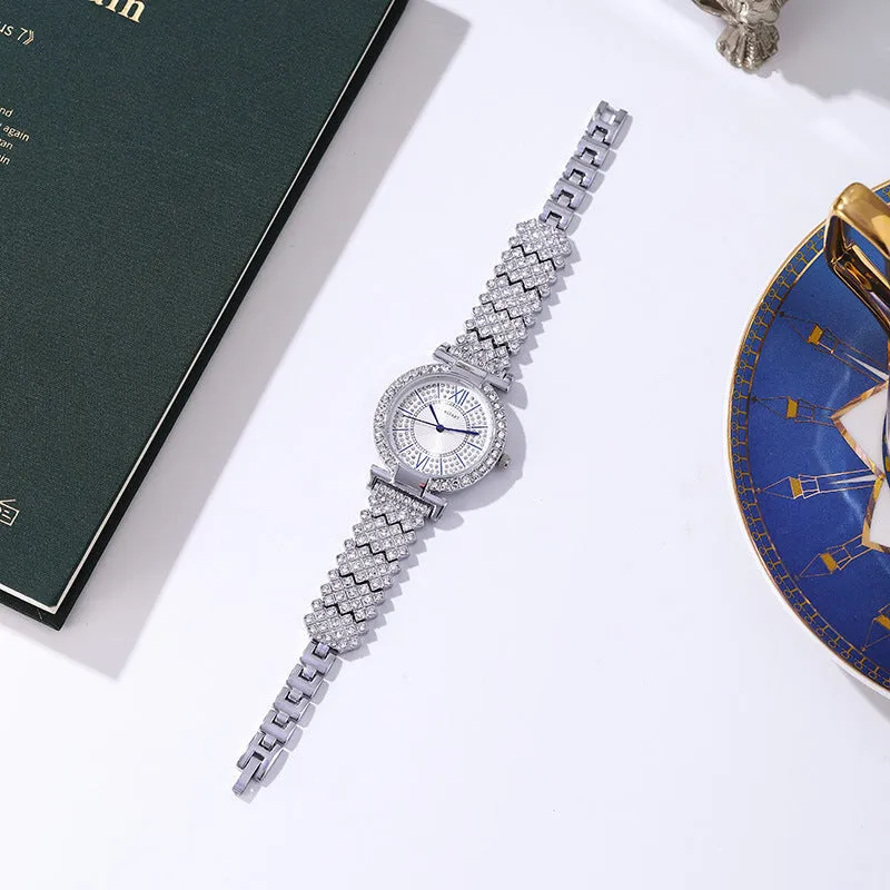 Fashion Women Luxury Diamond Watches Bracelet Ladies Quartz Watch Rose Gold Womens Wristwatch Crystal