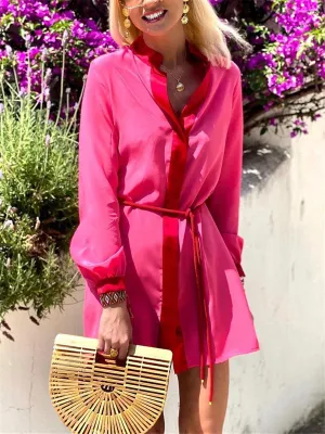 Fashionable Simple Casual Loose Long Sleeve Dress