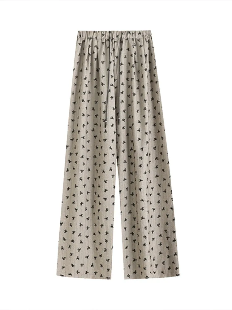 Fashionkova Annette Bow Print Wide-Leg Pants