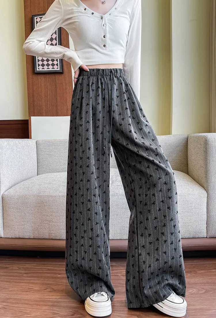 Fashionkova Annette Bow Print Wide-Leg Pants