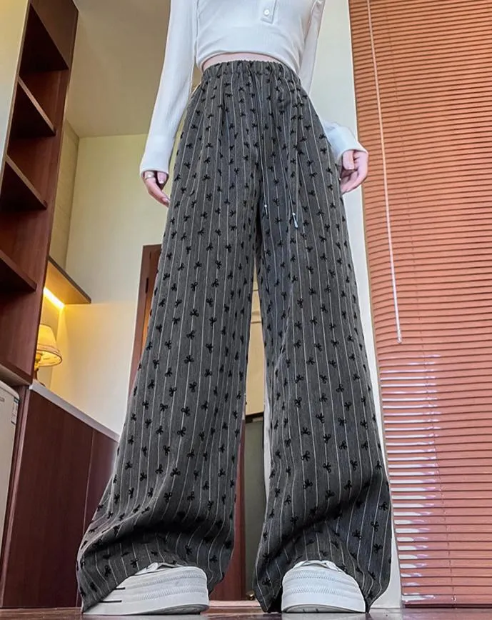 Fashionkova Annette Bow Print Wide-Leg Pants