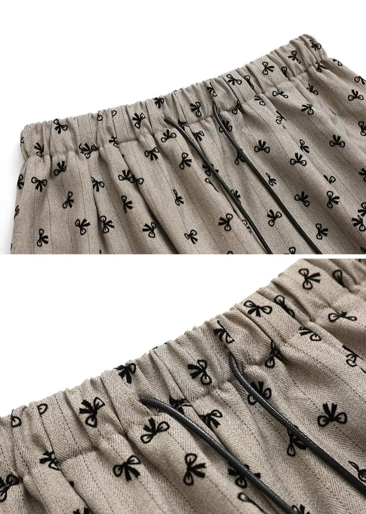 Fashionkova Annette Bow Print Wide-Leg Pants