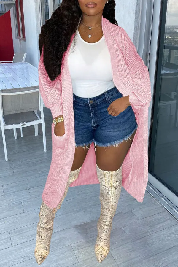 Fashionkova - Pink Casual Solid Patchwork Outerwear