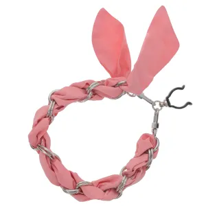 FashionStix Luxury Rose Silk Satin scarf with Chain Wrist Strap with Clip Holder