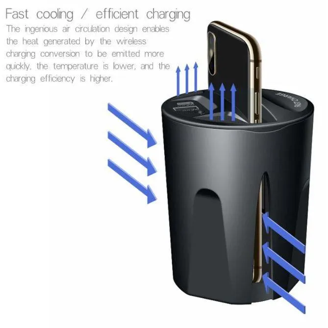Fast Wireless  Car Charger  for iPhone and Cup Holder