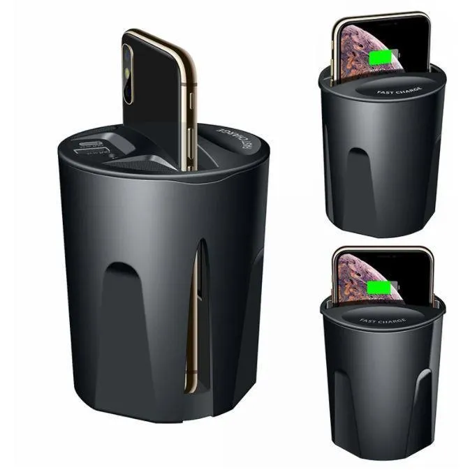 Fast Wireless  Car Charger  for iPhone and Cup Holder