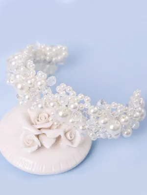 Faux Pearl Wedding Headbands For Women Silver Crystal Hair Band Bridal Headpieces For Bride Hair Jewelry Accessories Elegant Tiaras