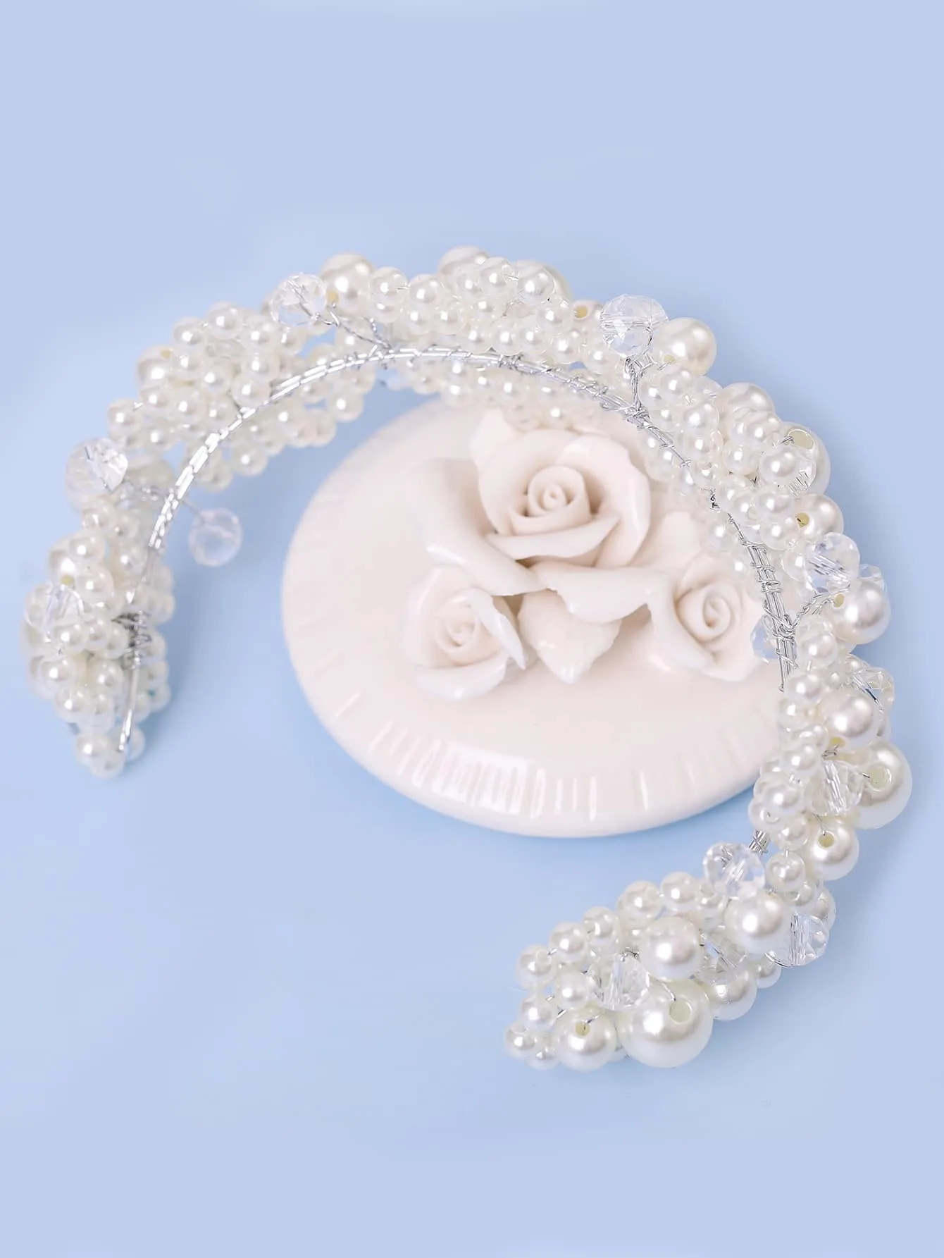 Faux Pearl Wedding Headbands For Women Silver Crystal Hair Band Bridal Headpieces For Bride Hair Jewelry Accessories Elegant Tiaras