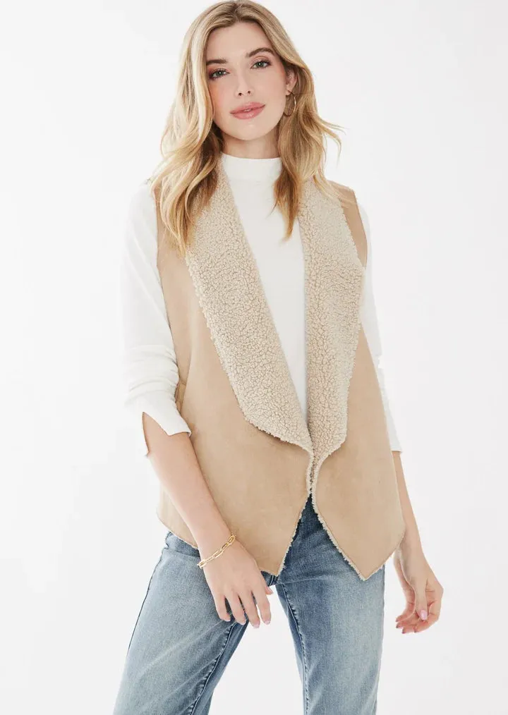 Faux Suede Sherpa Vest
