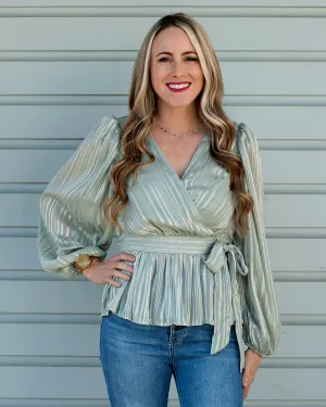 Faux Wrap Woven Top