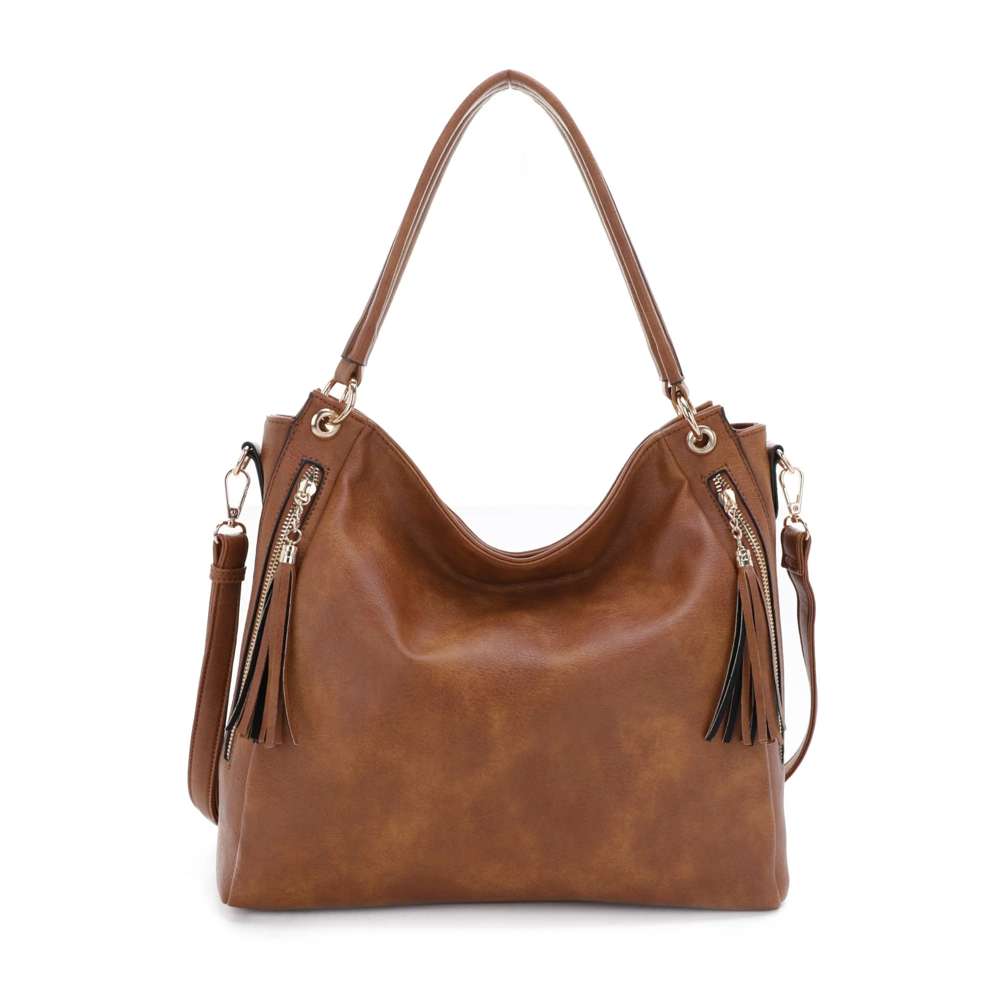 FC20496 Tonya Double Zipper 2 in 1 Hobo Bag With Wristlet
