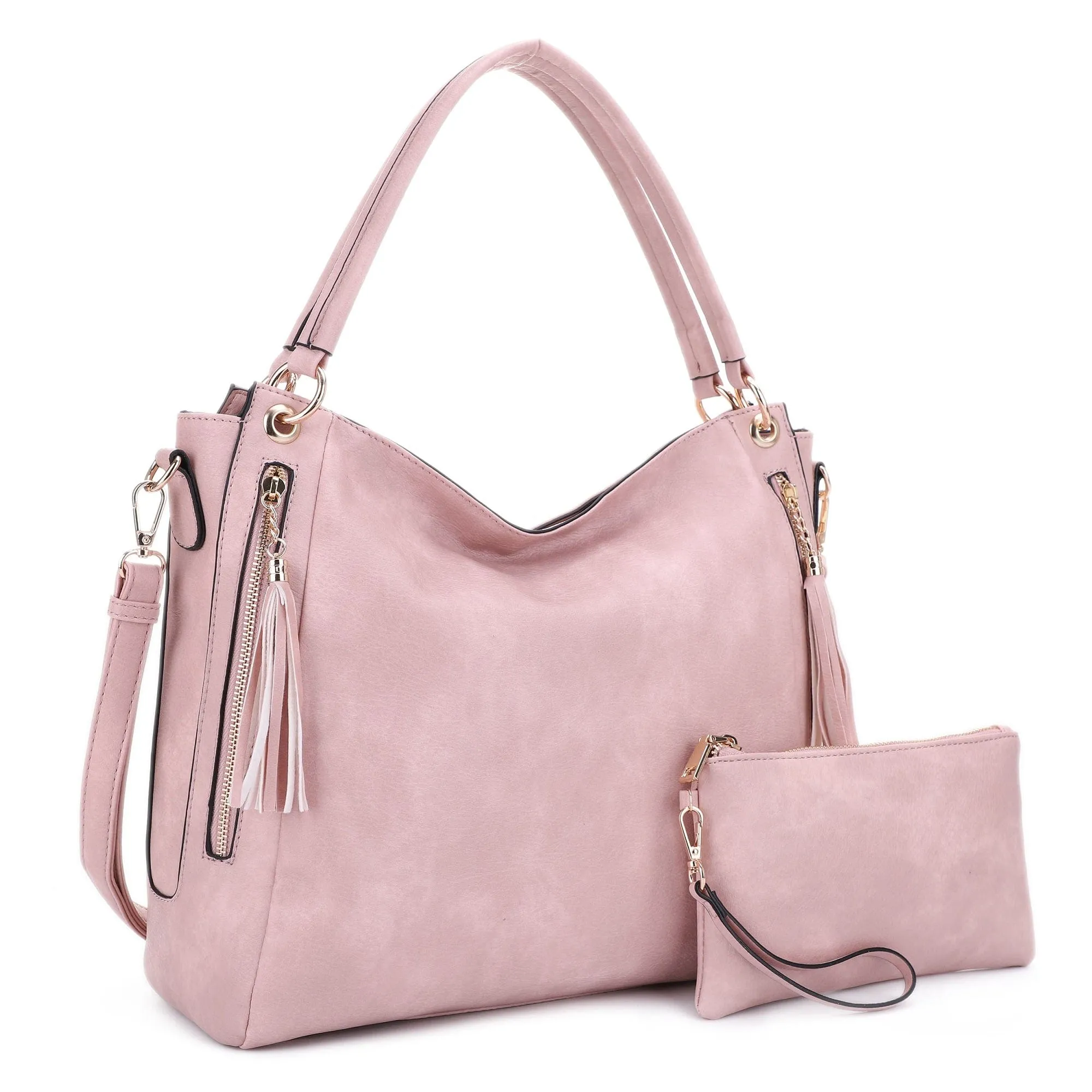 FC20496 Tonya Double Zipper 2 in 1 Hobo Bag With Wristlet