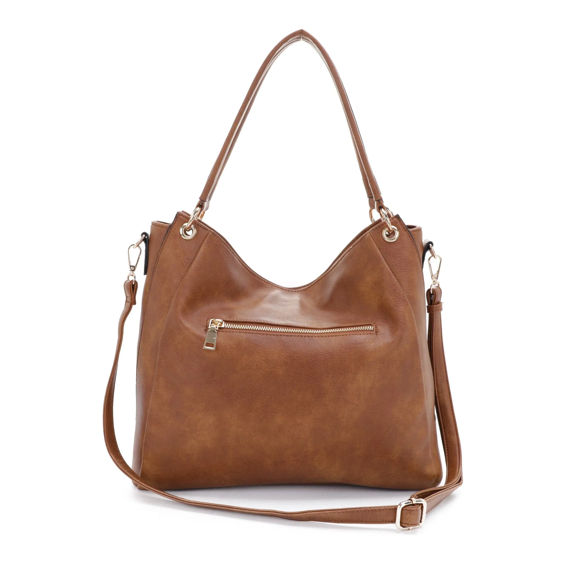 FC20496 Tonya Double Zipper 2 in 1 Hobo Bag With Wristlet