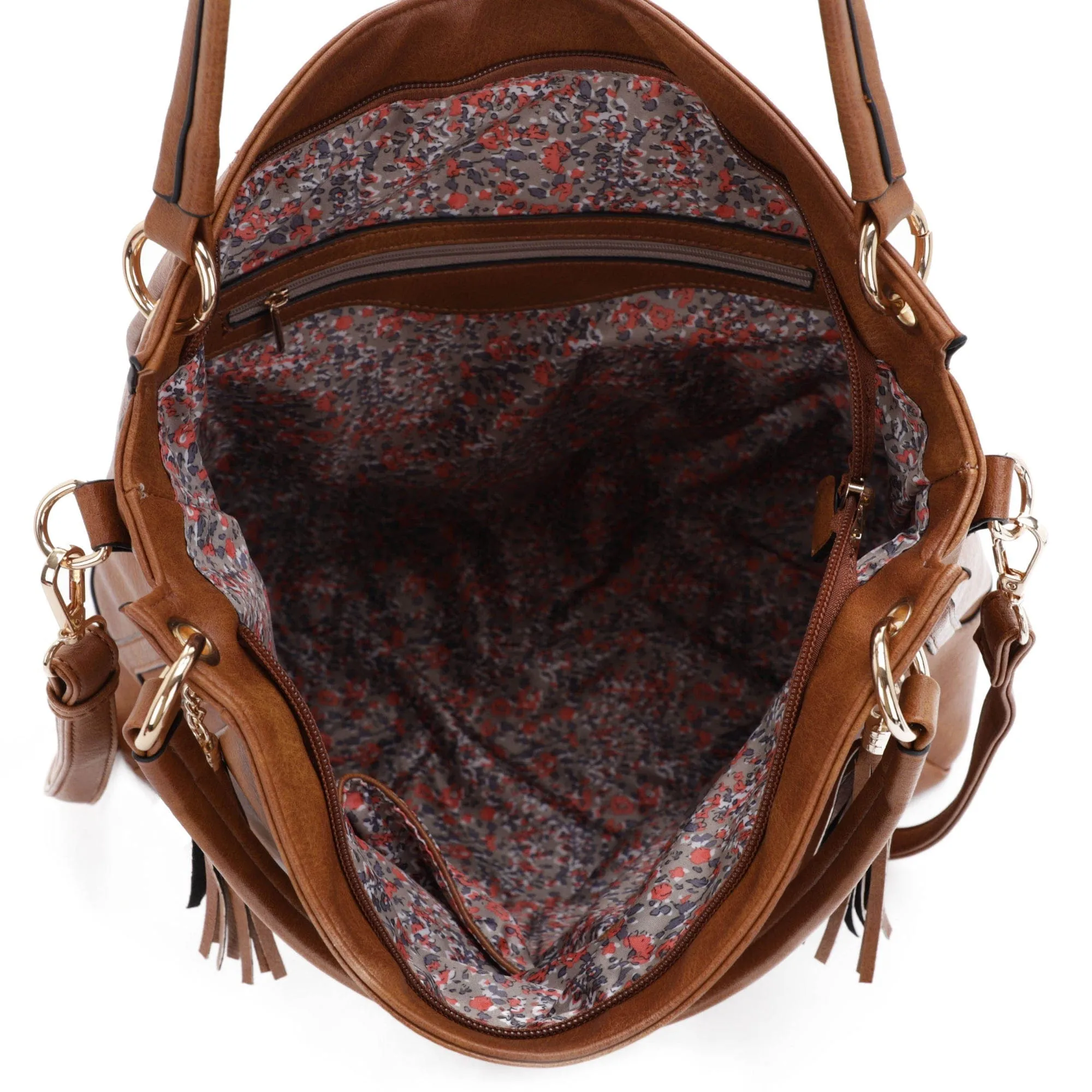 FC20496 Tonya Double Zipper 2 in 1 Hobo Bag With Wristlet