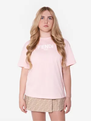 Fendi Girls Logo T-Shirt in Pink
