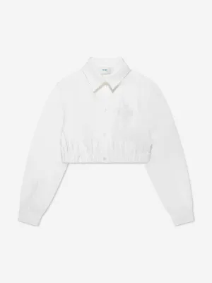 Fendi Girls Long Sleeve Cropped Shirt in White