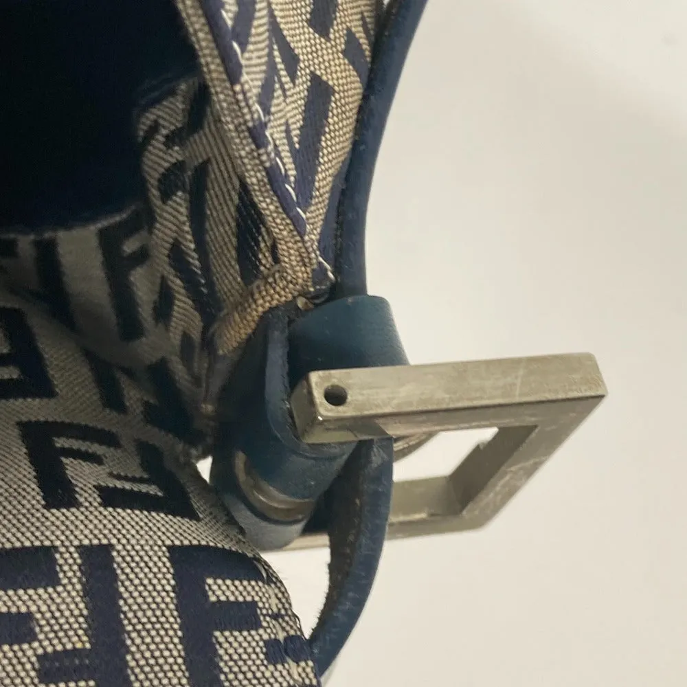 FENDI Shoulder Bag Canvas / leather Navy shoulder bag Mamma Bucket Women Used