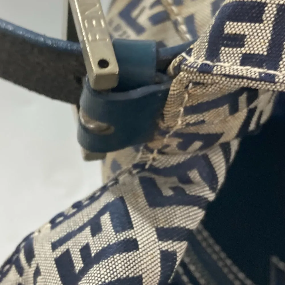 FENDI Shoulder Bag Canvas / leather Navy shoulder bag Mamma Bucket Women Used