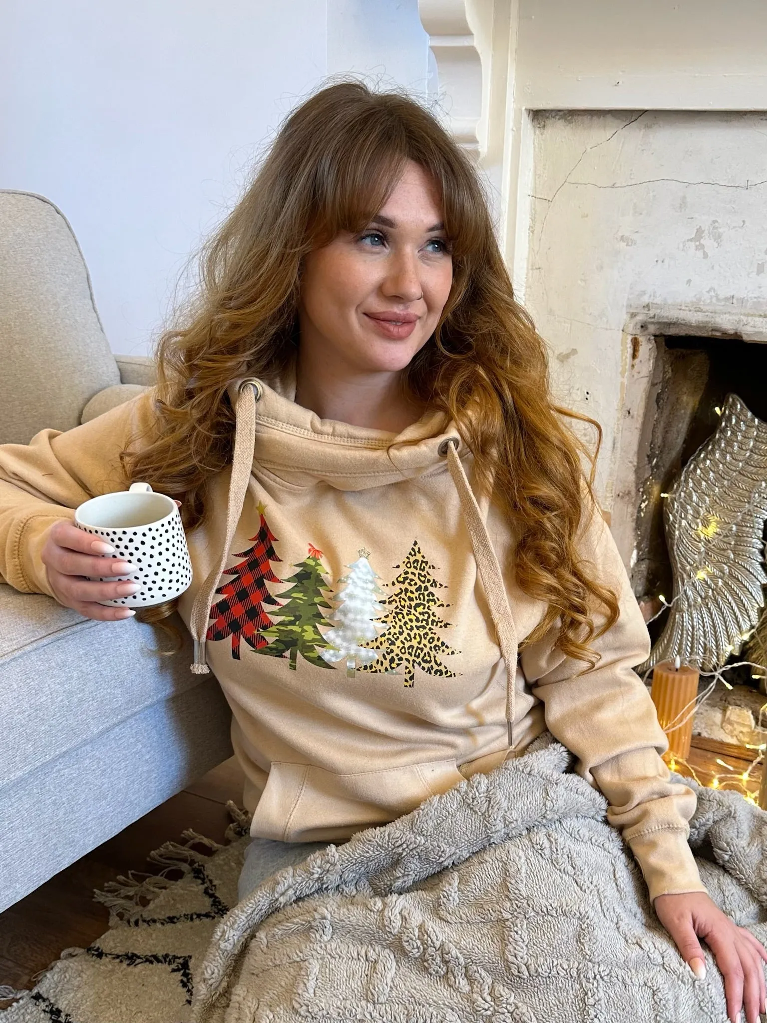Festive Christmas Tree Forest Luxe Hoodie - Caramel