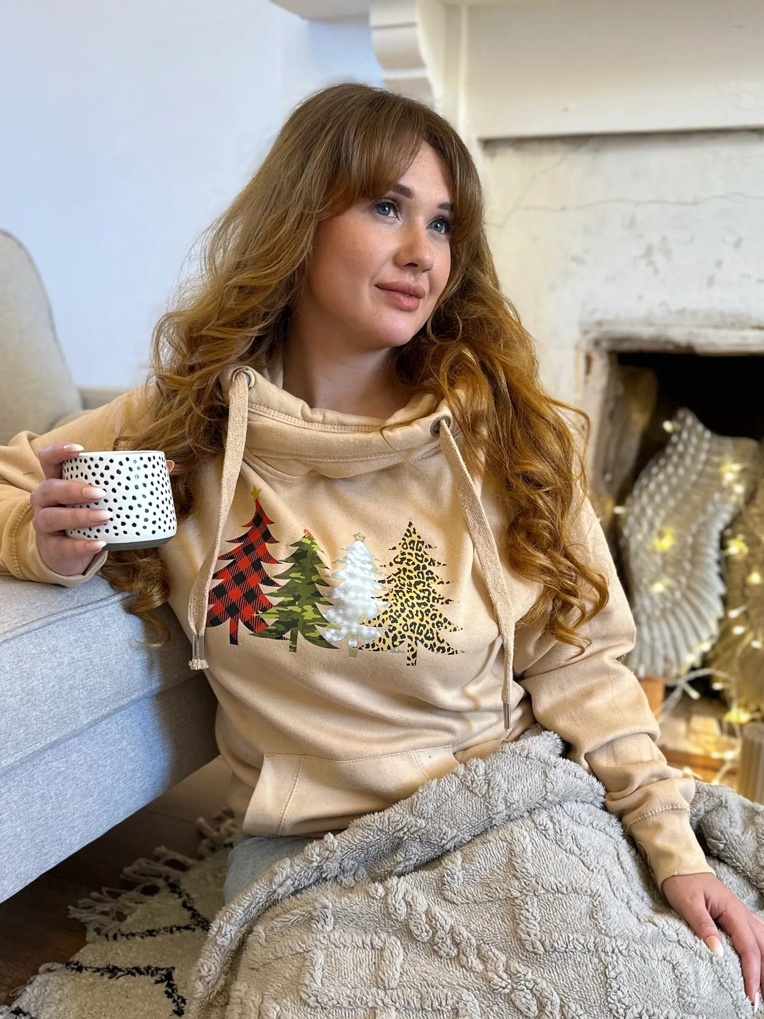 Festive Christmas Tree Forest Luxe Hoodie - Caramel