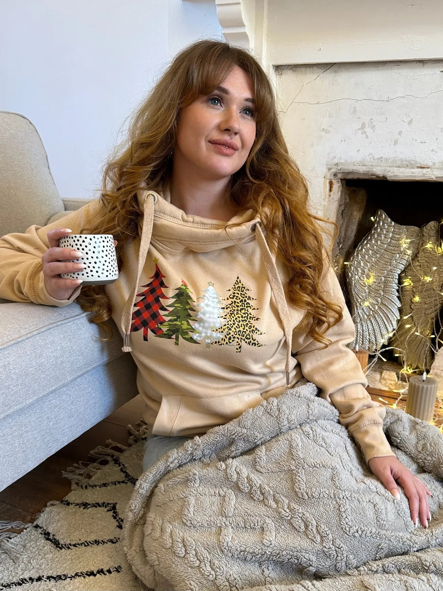 Festive Christmas Tree Forest Luxe Hoodie - Caramel