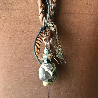 Fiber Necklace w/Stones, (NS03)