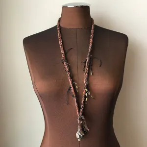 Fiber Necklace w/Stones, (NS03)