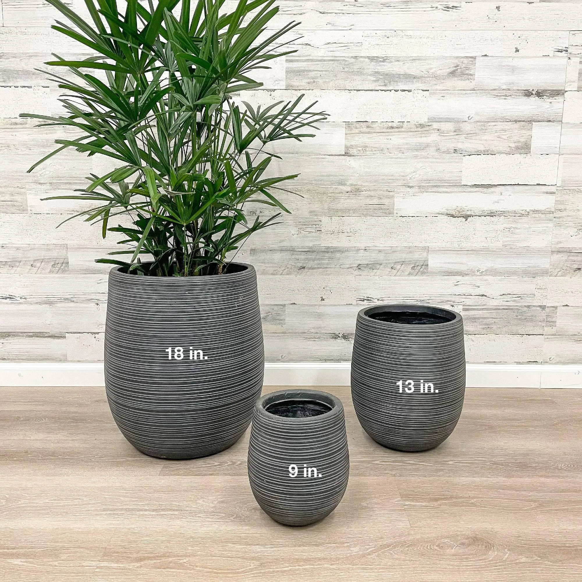Fiberclay Striped Planter - Black - 18-inch
